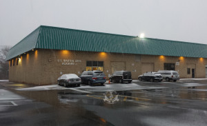U.S. Martial Arts Academy, Ltd. building in snow, Timonium, Maryland 21093