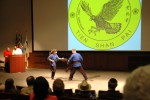 On April 21st, to celebrate his 40th anniversary of teaching in the U.S. Grandmaster Huang hosted the Tien Shan Pai Charity Demonstration at the Kossiakoff Center Auditorium of the Johns Hopkins Applied Physics Laboratory, (APL), Laurel, Maryland. Funds raised were donated to Sparks of Change Foundation in honor of Daniel Siegel.
