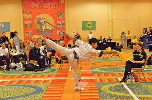weapons form at the 2013U.S. International Kuo Shu Championship Tournament in Hunt Valley, Maryland