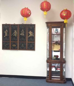 2020 Chinese New Year decorations at the front entrance