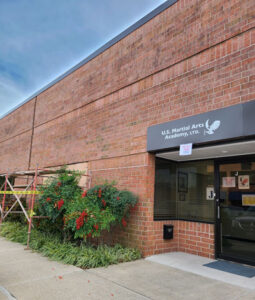 Front Entrance to US Martial Arts Academy, Ltd Building in Cockeysville, Md 21030 Self-defense and improving fitness, focus, fitness, strength, self-discipline, balance, confidence, and memory in Kung Fu and Tai Chi in class and on-line at US Martial Arts Academy Ltd in Cockeysville Maryland 21030 www.usmaltd.com; 410-561-9882