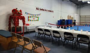 Birthday Party Set Up in Main Classroom of US Martial Arts Academy, Ltd in Cockeysville, Md. We do all the set up and clean up. Learn self-defense & improve mental and physical health while having fun at US Martial Arts Academy Ltd in Cockeysville Maryland 21030!