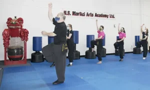 US Martial Arts Academy, Ltd Adult Kung Fu Class-- Self-Defense & improving focus, fitness, strength, self-discipline, balance, confidence, & memory thru Kung Fu in Cockeysville Maryland 21030 www.usmaltd.com; 410-561-9882