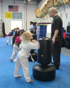 US Martial Arts Academy, Ltd Kung Fu Kids Bag Drills in Cockeysville, Md 21030 Self-defense and improving focus, fitness, strength, self-discipline, balance, confidence, and memory in Kung Fu at US Martial Arts Academy Ltd in Cockeysville Maryland 21030 www.usmaltd.com; 410-561-9882