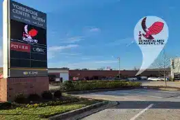 The exterior view of the US Martial Arts Academy, Ltd. building in Cockeysville, Md. 21030, a traditional northern Kung Fu school for children, families, and adults and a Yang Tai Chi school for adults.