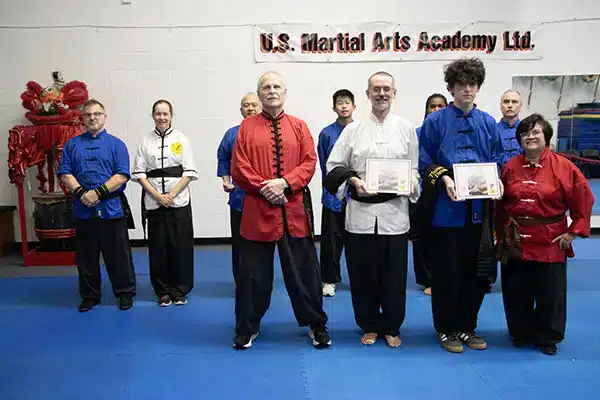 US Martial Arts Academy Black Sash Test Demonstrate forms, board breaks and skit.